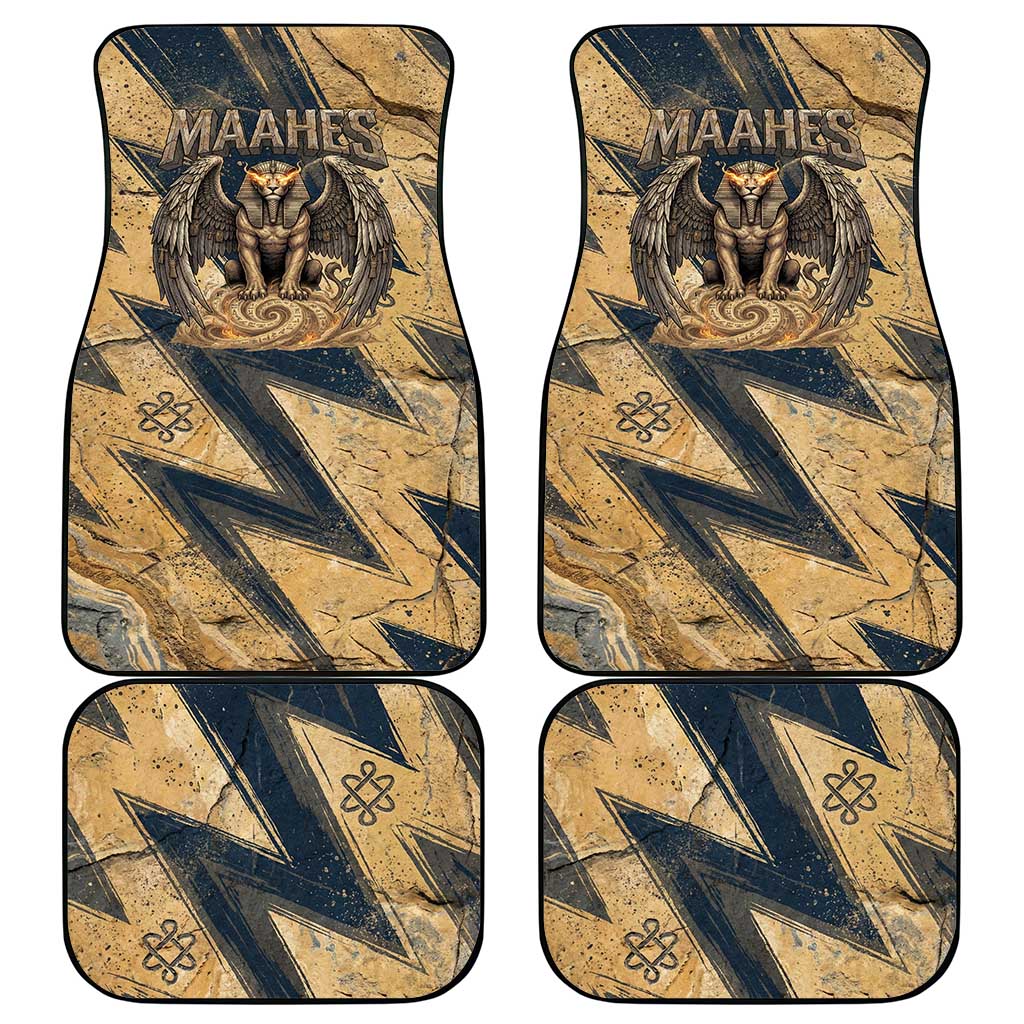 Maahes Ancient Egyptian Car Mats Geometric Pattern Winged Lion Deity, and Sacred Lotus Motif - African Pride