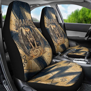 Maahes Ancient Egyptian Car Seat Cover Geometric Pattern Winged Lion Deity, and Sacred Lotus Motif - African Pride