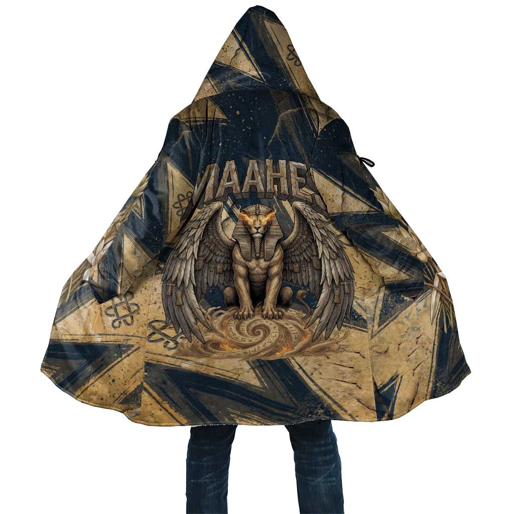 Maahes Ancient Egyptian Cloak Geometric Pattern Winged Lion Deity, and Sacred Lotus Motif - African Pride