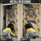 Maahes Ancient Egyptian Door Cover Geometric Pattern Winged Lion Deity, and Sacred Lotus Motif - African Pride