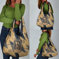Maahes Ancient Egyptian Grocery Bag Geometric Pattern Winged Lion Deity, and Sacred Lotus Motif - African Pride