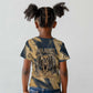 Maahes Ancient Egyptian Kid T shirt Geometric Pattern Winged Lion Deity, and Sacred Lotus Motif - African Pride