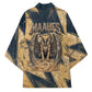 Maahes Ancient Egyptian Kimono Geometric Pattern Winged Lion Deity, and Sacred Lotus Motif - African Pride