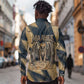 Maahes Ancient Egyptian Long Sleeve Button Shirt Geometric Pattern Winged Lion Deity, and Sacred Lotus Motif - African Pride