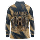 Maahes Ancient Egyptian Long Sleeve Polo Shirt Geometric Pattern Winged Lion Deity, and Sacred Lotus Motif - African Pride