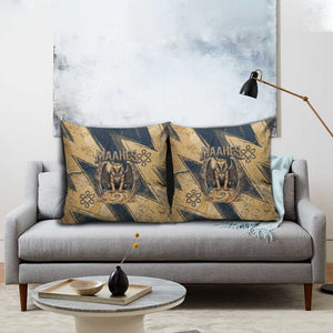 Maahes Ancient Egyptian Pillow Cover Geometric Pattern Winged Lion Deity, and Sacred Lotus Motif - African Pride