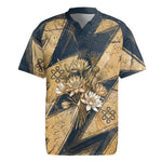 Maahes Ancient Egyptian Rugby Jersey Geometric Pattern Winged Lion Deity, and Sacred Lotus Motif - African Pride