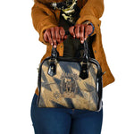 Maahes Ancient Egyptian Shoulder Handbag Geometric Pattern Winged Lion Deity, and Sacred Lotus Motif - African Pride