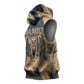 Maahes Ancient Egyptian Sleeveless Hoodie Geometric Pattern Winged Lion Deity, and Sacred Lotus Motif - African Pride