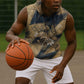 Maahes Ancient Egyptian Sleeveless Hoodie Geometric Pattern Winged Lion Deity, and Sacred Lotus Motif - African Pride
