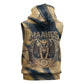 Maahes Ancient Egyptian Sleeveless Zip Hoodie Geometric Pattern Winged Lion Deity, and Sacred Lotus Motif - African Pride