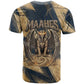 Maahes Ancient Egyptian T shirt Geometric Pattern Winged Lion Deity, and Sacred Lotus Motif - African Pride