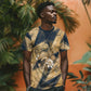Maahes Ancient Egyptian T shirt Geometric Pattern Winged Lion Deity, and Sacred Lotus Motif - African Pride