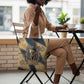 Maahes Ancient Egyptian Tote Bag Geometric Pattern Winged Lion Deity, and Sacred Lotus Motif - African Pride