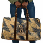 Maahes Ancient Egyptian Travel Bag Geometric Pattern Winged Lion Deity, and Sacred Lotus Motif - African Pride