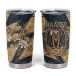 Maahes Ancient Egyptian Tumbler Cup Geometric Pattern Winged Lion Deity, and Sacred Lotus Motif - African Pride