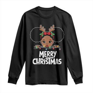 African American Christmas Long Sleeve Shirt Cute Black Girl Kids Merry Christmas