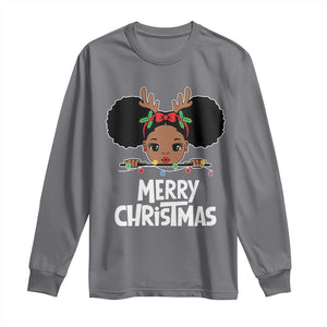 African American Christmas Long Sleeve Shirt Cute Black Girl Kids Merry Christmas