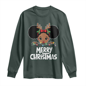 African American Christmas Long Sleeve Shirt Cute Black Girl Kids Merry Christmas