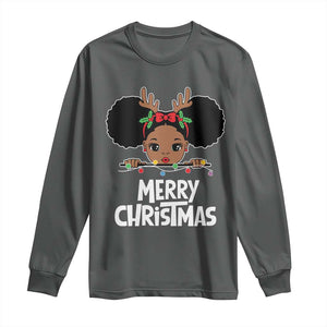 African American Christmas Long Sleeve Shirt Cute Black Girl Kids Merry Christmas