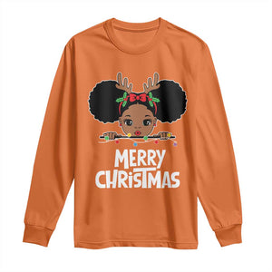 African American Christmas Long Sleeve Shirt Cute Black Girl Kids Merry Christmas