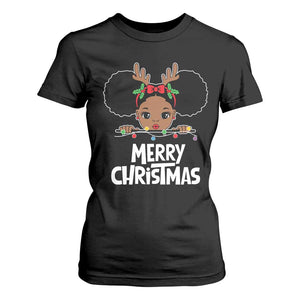 African American Christmas T Shirt For Women Cute Black Girl Kids Merry Christmas