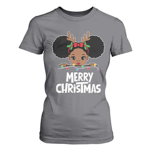 African American Christmas T Shirt For Women Cute Black Girl Kids Merry Christmas