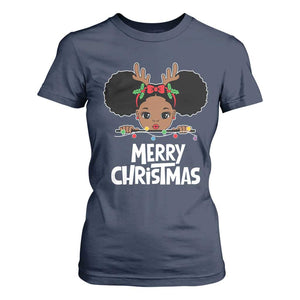 African American Christmas T Shirt For Women Cute Black Girl Kids Merry Christmas