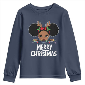 African American Christmas Youth Long Sleeve Shirt Cute Black Girl Kids Merry Christmas