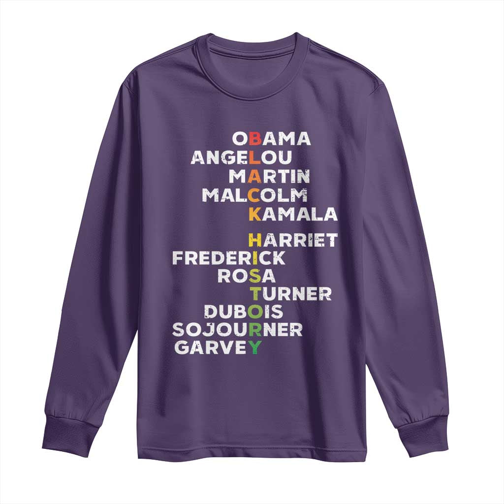 Black History Leaders Long Sleeve Shirt Martin Malcolm Harriet Obama