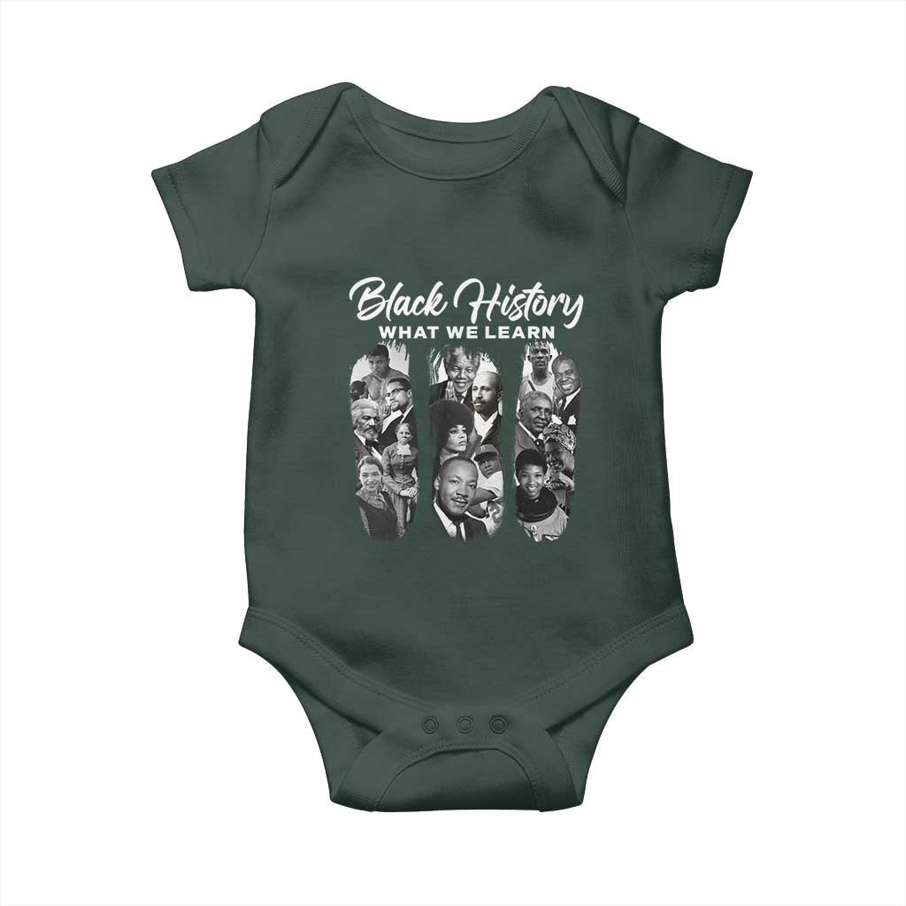 What We Learn From Black History Baby Onesie Martin Malcolm Rosa Frederick Harriet Angela