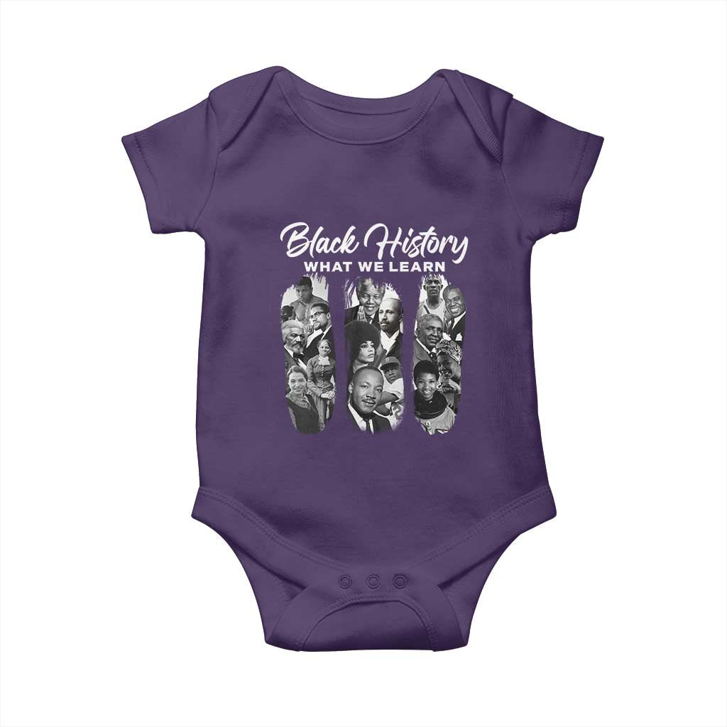 What We Learn From Black History Baby Onesie Martin Malcolm Rosa Frederick Harriet Angela