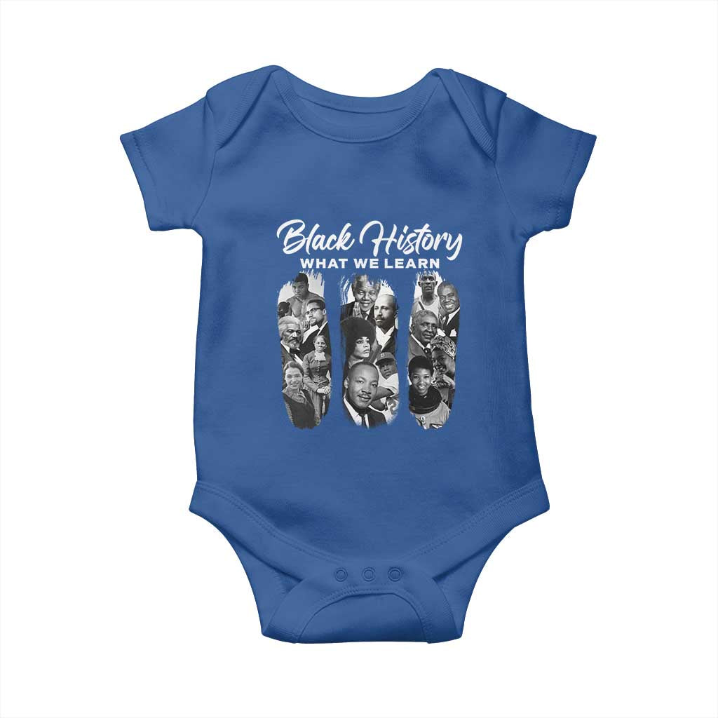 What We Learn From Black History Baby Onesie Martin Malcolm Rosa Frederick Harriet Angela