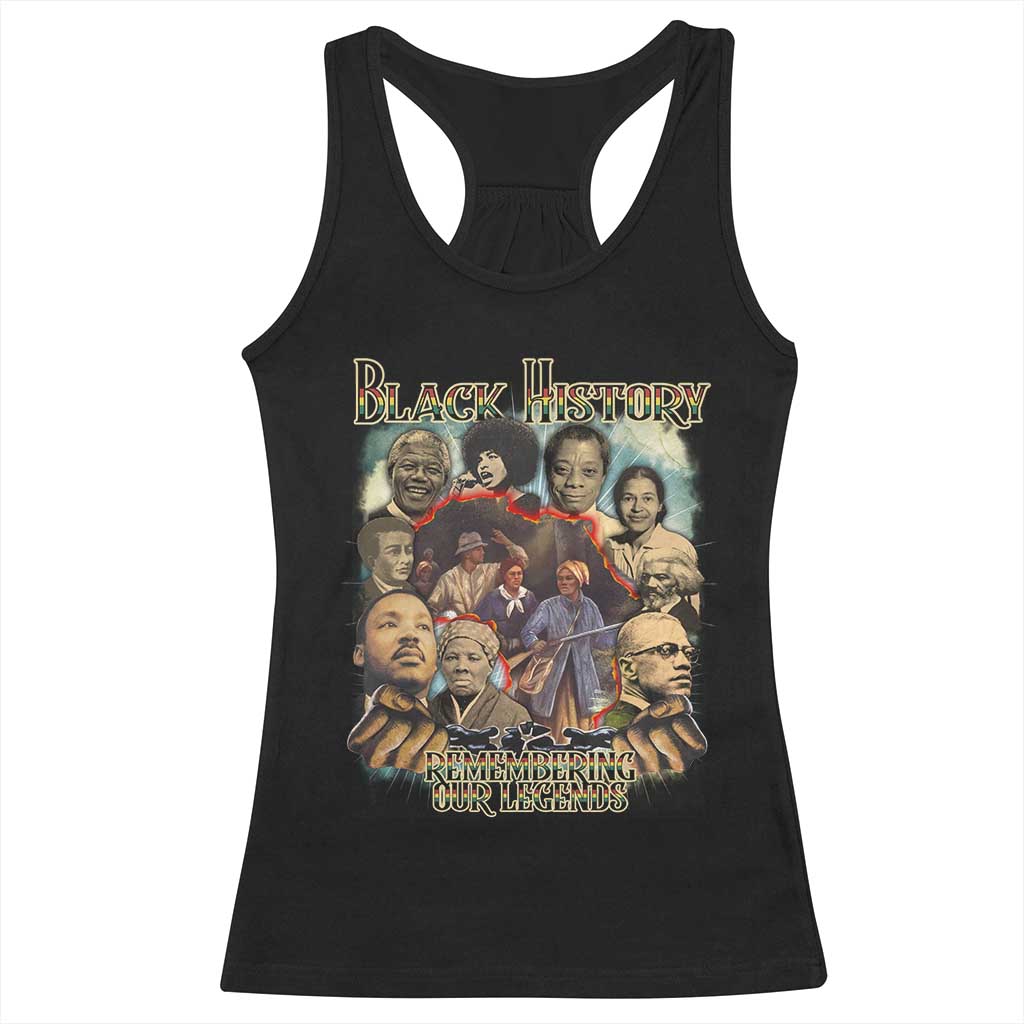 Black History Racerback Tank Top Remembering Our Legends Martin Malcolm Rosa Harriet Frederick