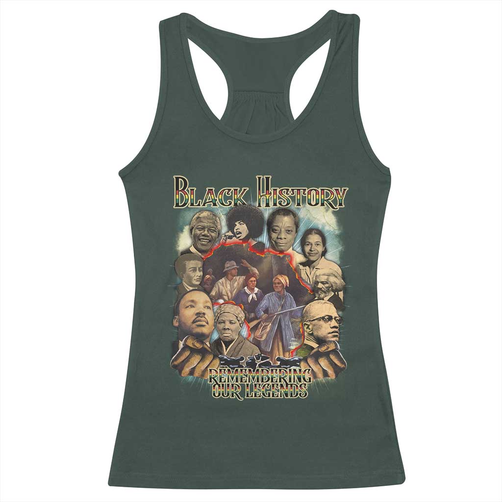 Black History Racerback Tank Top Remembering Our Legends Martin Malcolm Rosa Harriet Frederick