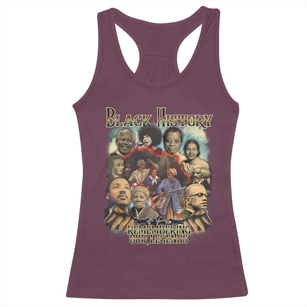 Black History Racerback Tank Top Remembering Our Legends Martin Malcolm Rosa Harriet Frederick