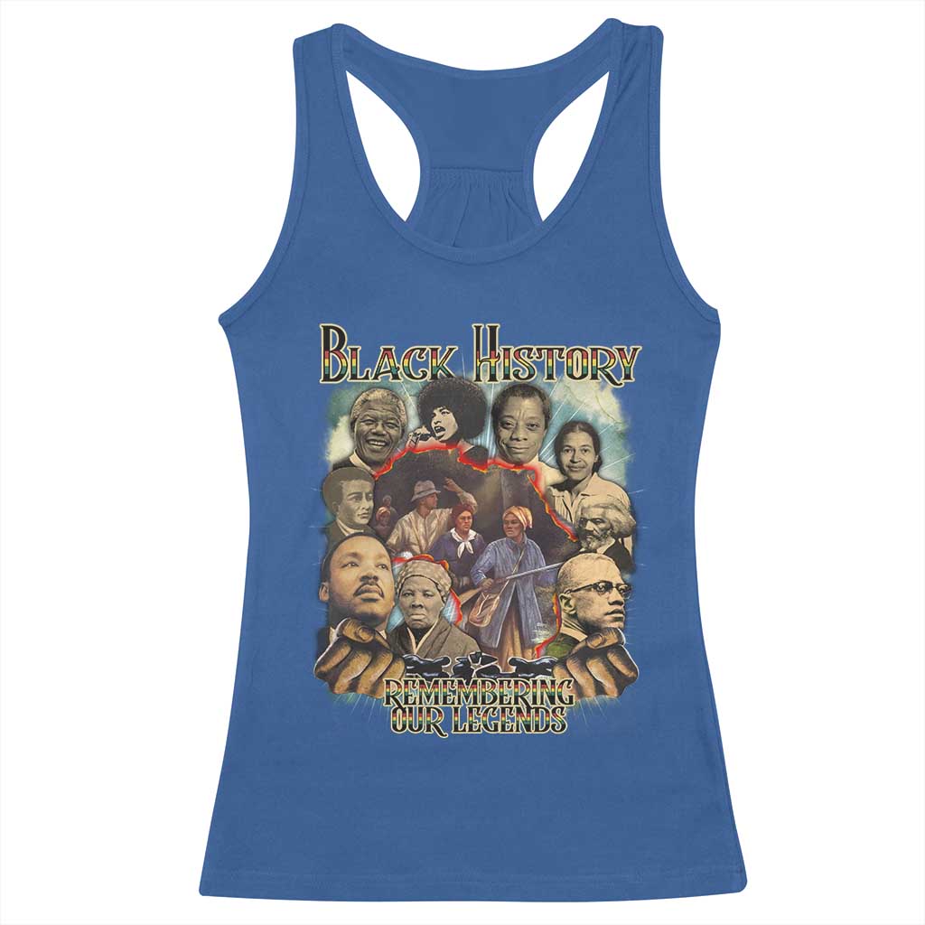 Black History Racerback Tank Top Remembering Our Legends Martin Malcolm Rosa Harriet Frederick