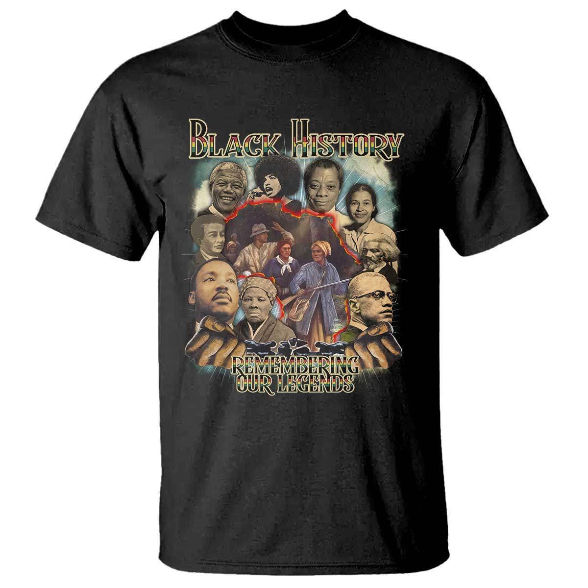 Black History T Shirt Remembering Our Legends Martin Malcolm Rosa Harriet Frederick