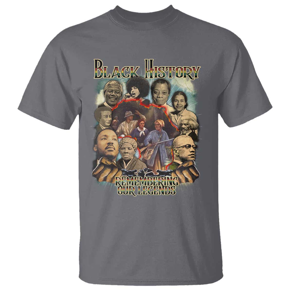 Black History T Shirt Remembering Our Legends Martin Malcolm Rosa Harriet Frederick