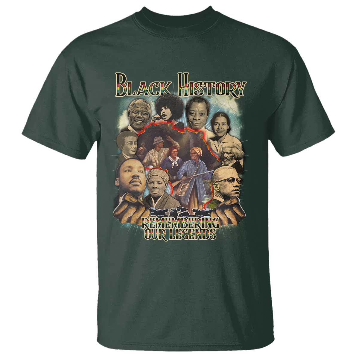 Black History T Shirt Remembering Our Legends Martin Malcolm Rosa Harriet Frederick