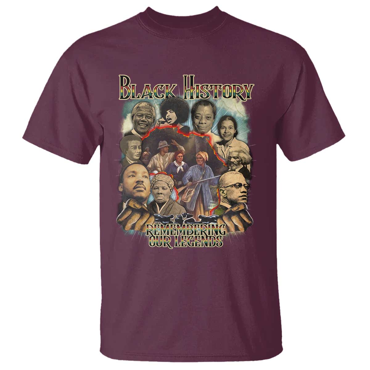 Black History T Shirt Remembering Our Legends Martin Malcolm Rosa Harriet Frederick