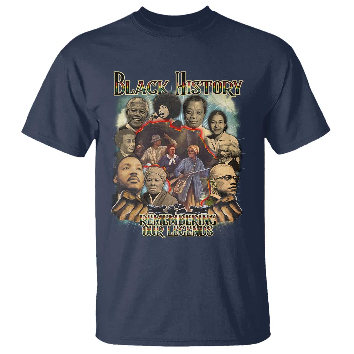 Black History T Shirt Remembering Our Legends Martin Malcolm Rosa Harriet Frederick