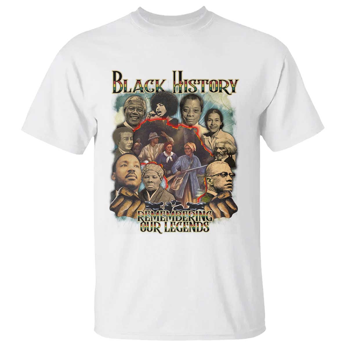 Black History T Shirt Remembering Our Legends Martin Malcolm Rosa Harriet Frederick