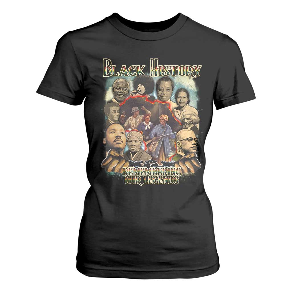 Black History T Shirt For Women Remembering Our Legends Martin Malcolm Rosa Harriet Frederick