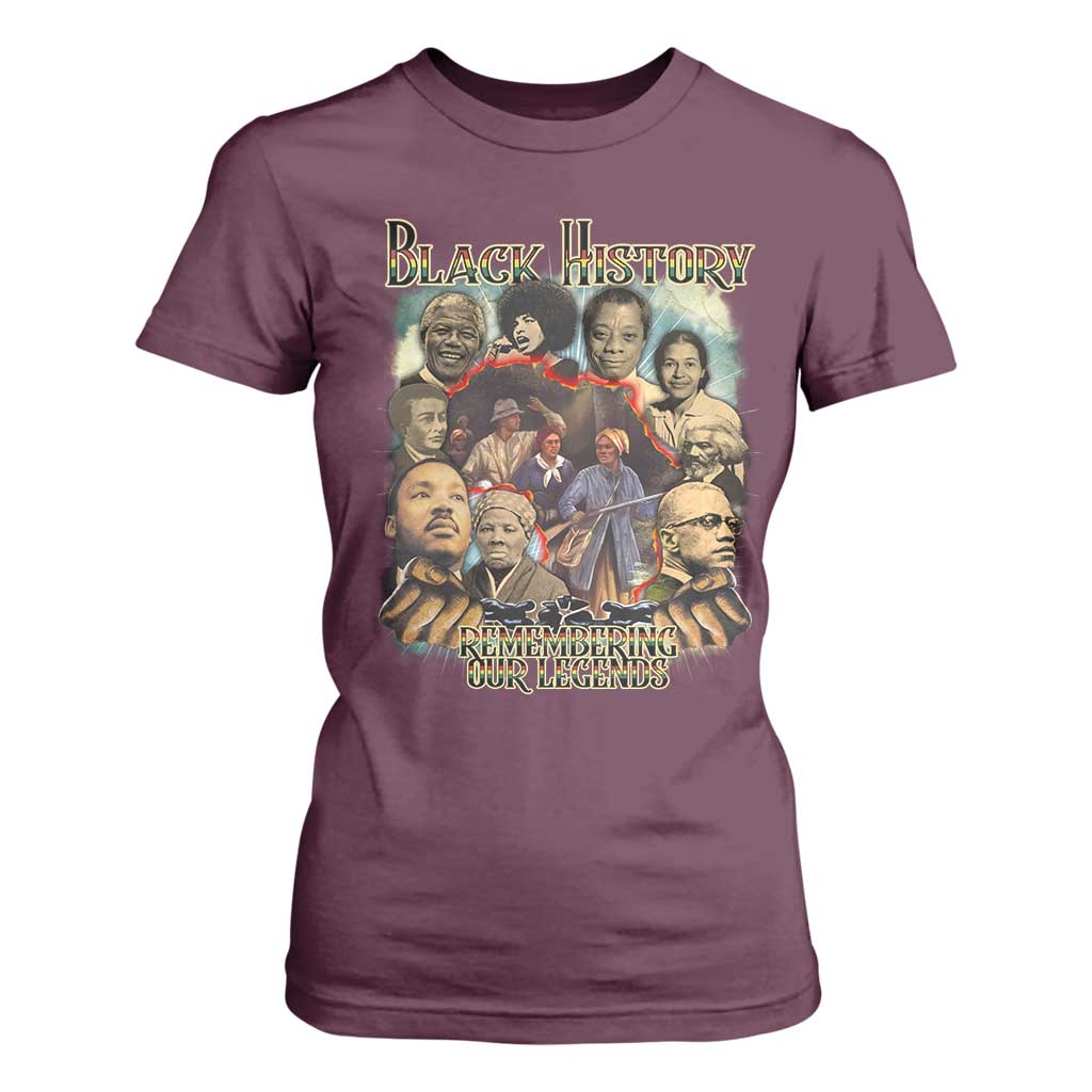 Black History T Shirt For Women Remembering Our Legends Martin Malcolm Rosa Harriet Frederick