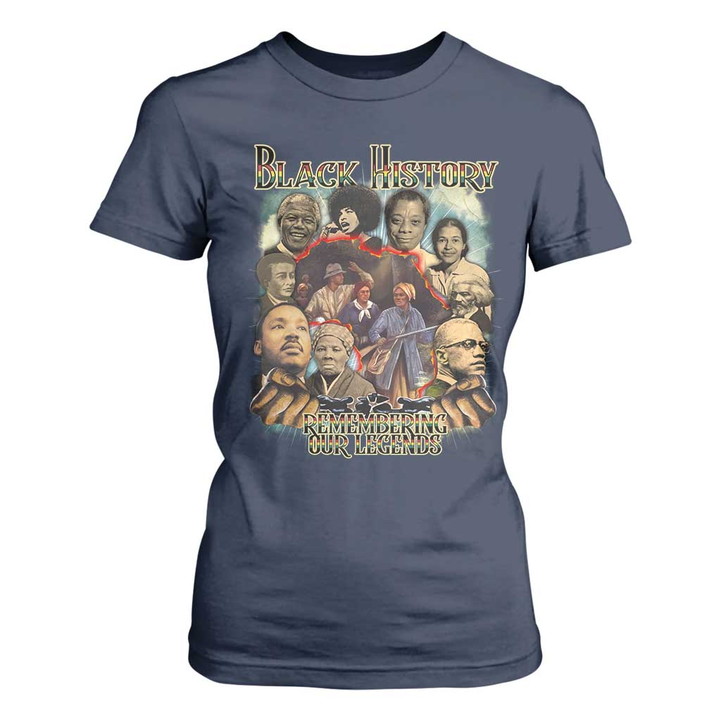Black History T Shirt For Women Remembering Our Legends Martin Malcolm Rosa Harriet Frederick