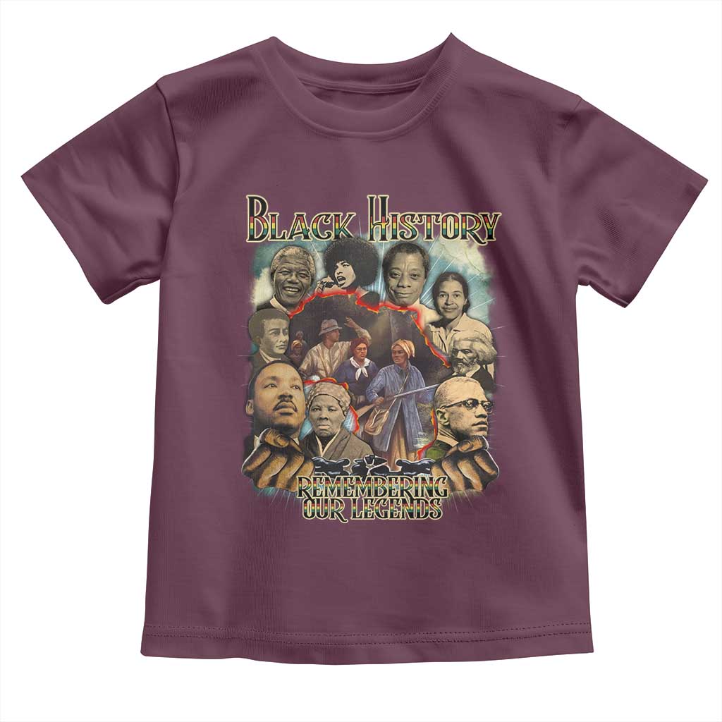 Black History Toddler T Shirt Remembering Our Legends Martin Malcolm Rosa Harriet Frederick