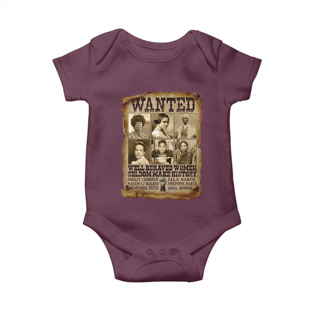 Black Women History Baby Onesie Shirley Madam Cj Sojourner Truth Well Behaved Women Seldom Make History