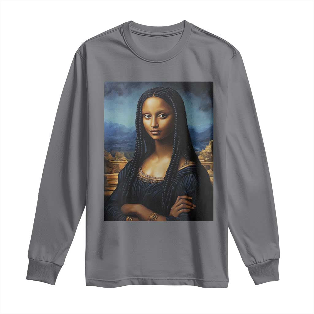 Black Women Pride Long Sleeve Shirt Melanin Mona Lisa Afro Queen Aesthetic Black History