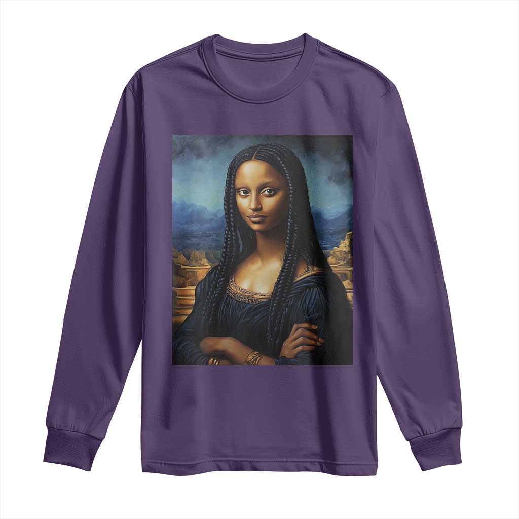 Black Women Pride Long Sleeve Shirt Melanin Mona Lisa Afro Queen Aesthetic Black History